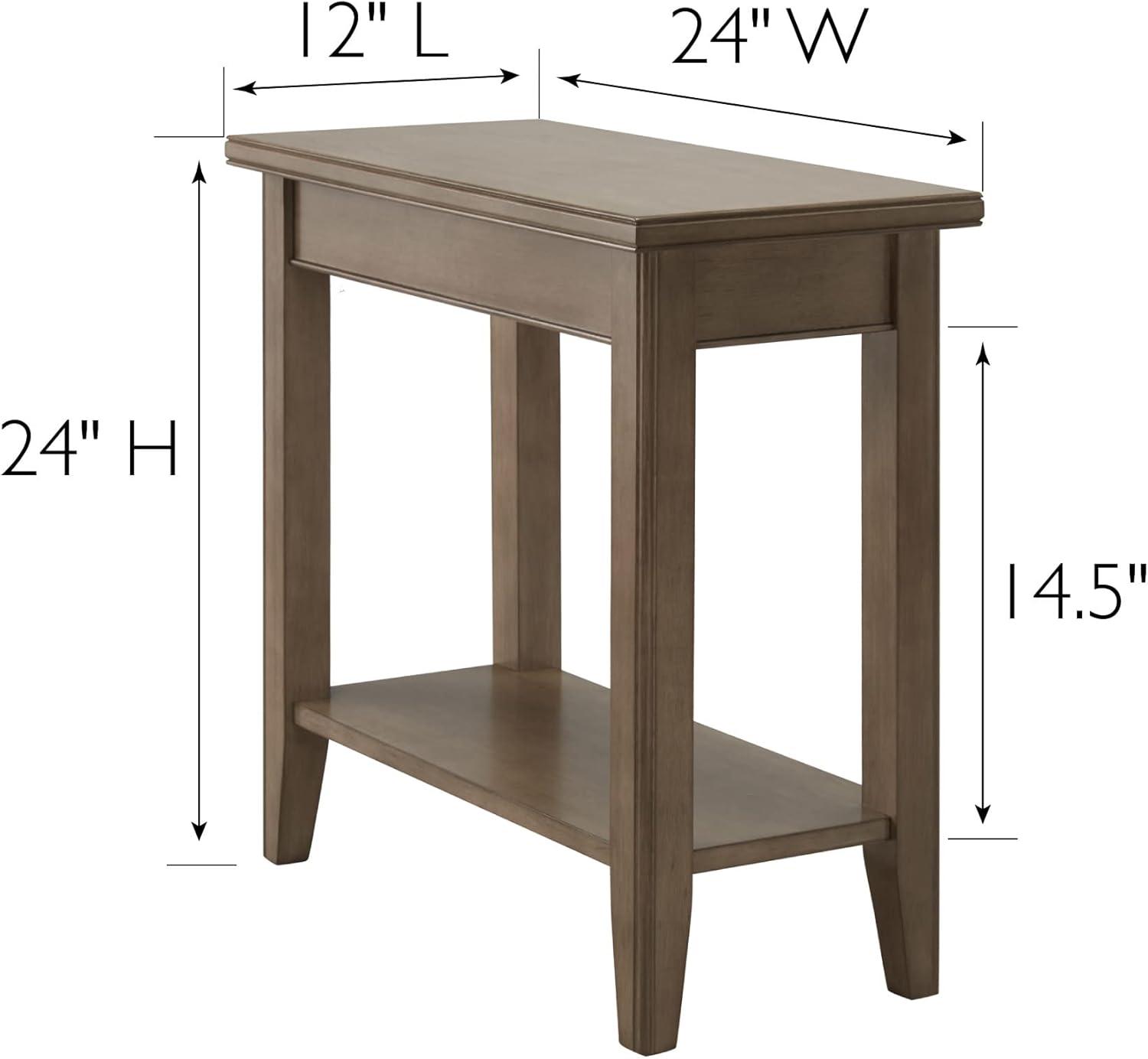 imageLeick Home Mission End Table Solid Wood 1 Storage Drawer Bottom Display Shelf Narrow EasyAssembly For Living RoomBedroom Russet 240 in L x 150 in W x 240 in H 9059RSGrey