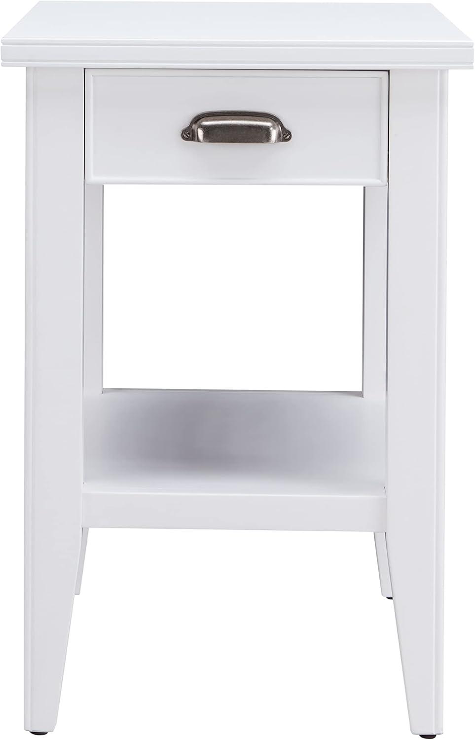 imageLeick Home Mission End Table Solid Wood 1 Storage Drawer Bottom Display Shelf Narrow EasyAssembly For Living RoomBedroom Russet 240 in L x 150 in W x 240 in H 9059RSWhite
