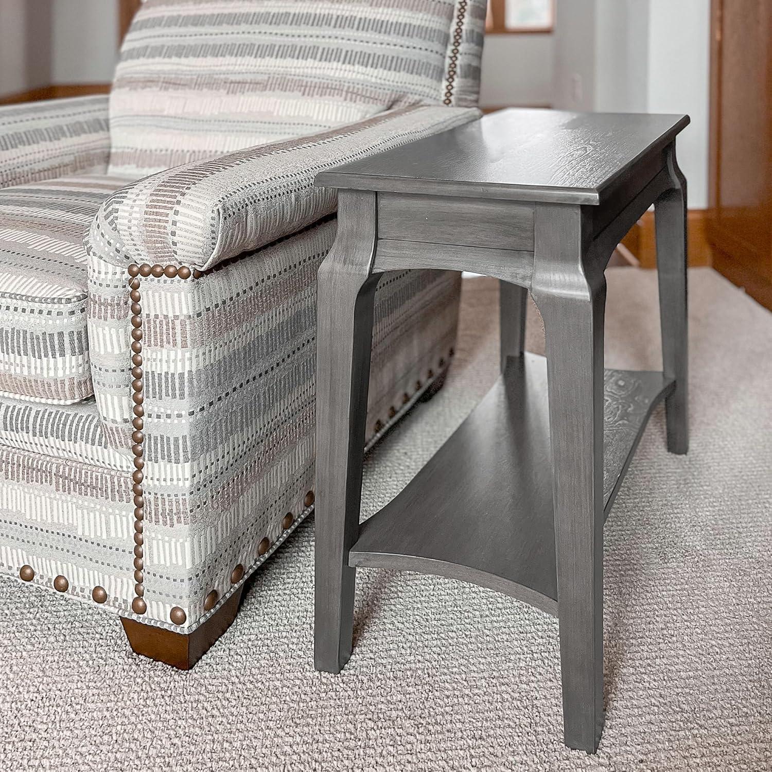 imageLeick Home Mission End Table Solid Wood 1 Storage Drawer Bottom Display Shelf Narrow EasyAssembly For Living RoomBedroom Russet 240 in L x 150 in W x 240 in H 9059RSSmoke Gray