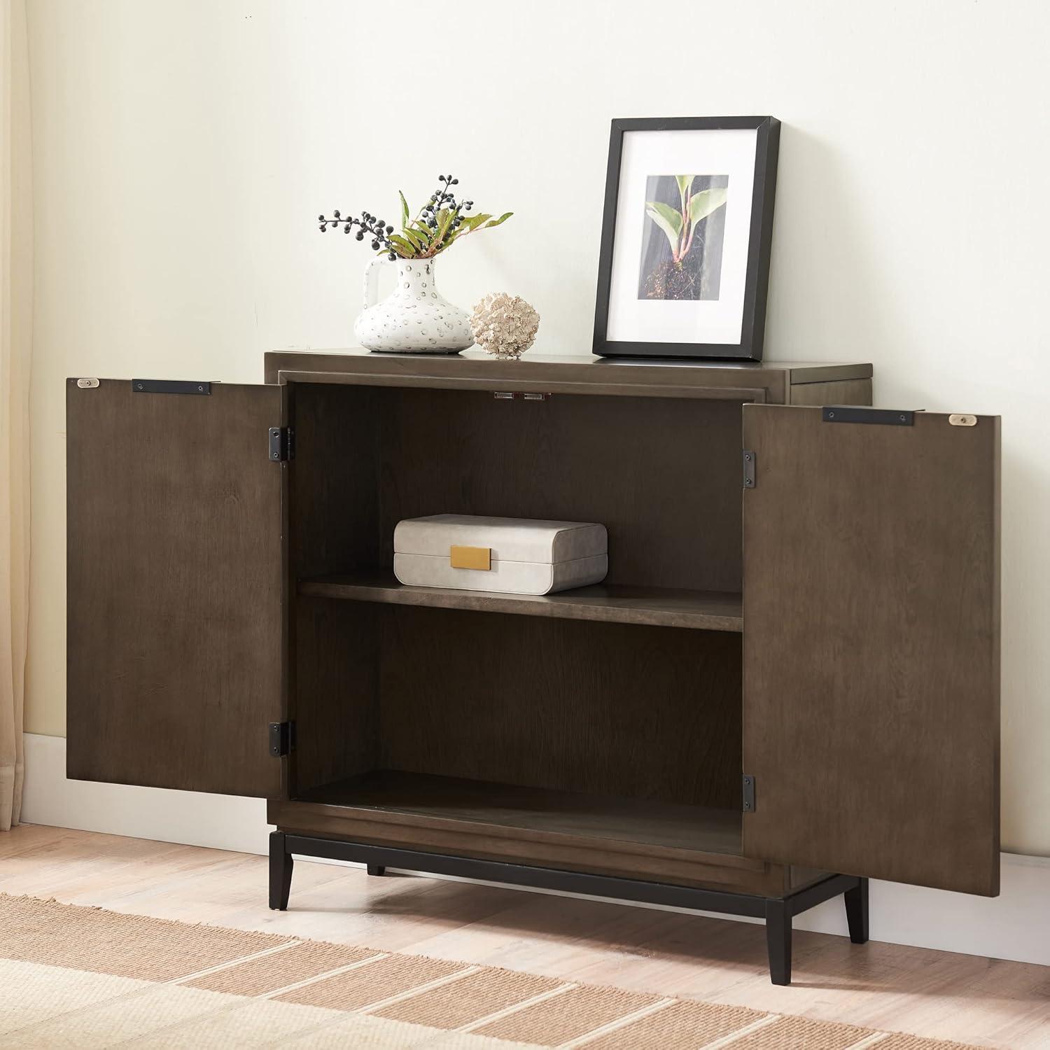 imageLeick Home Mission Hall Console Table Solid Wood 2Door Storage with 1 Interior Shelf Slim Profile Easy Assembly Russet Brown 30 in L x 11 in D x 30 in H Small Entryway Cabinet 10001RSSmoke Gray