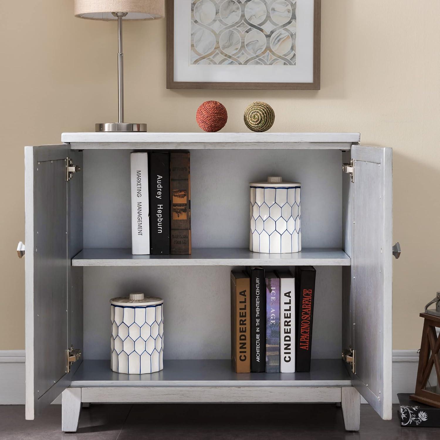 imageLeick Home Mission Hall Console Table Solid Wood 2Door Storage with 1 Interior Shelf Slim Profile Easy Assembly Russet Brown 30 in L x 11 in D x 30 in H Small Entryway Cabinet 10001RSSilver Leaf