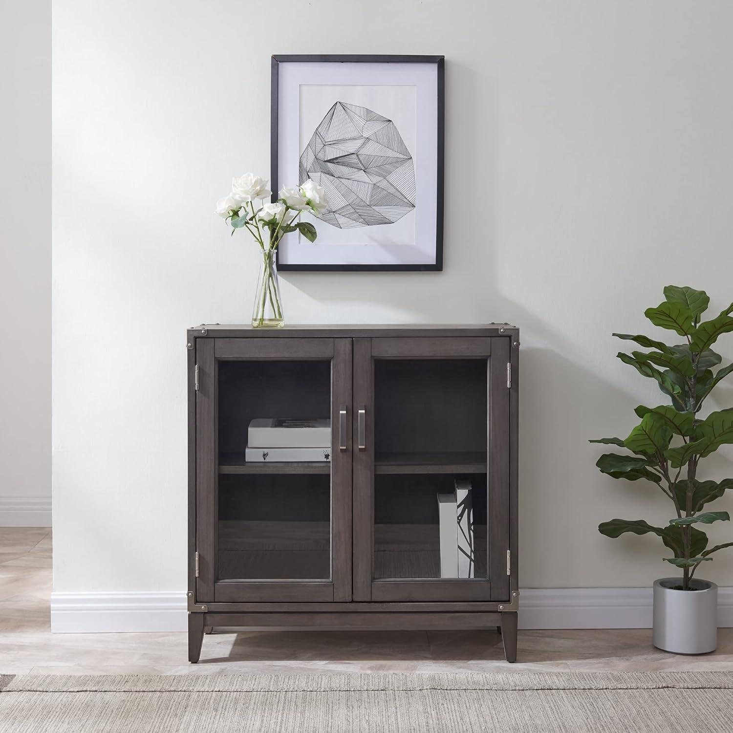 imageLeick Home Mission Hall Console Table Solid Wood 2Door Storage with 1 Interior Shelf Slim Profile Easy Assembly Russet Brown 30 in L x 11 in D x 30 in H Small Entryway Cabinet 10001RSAnthracite