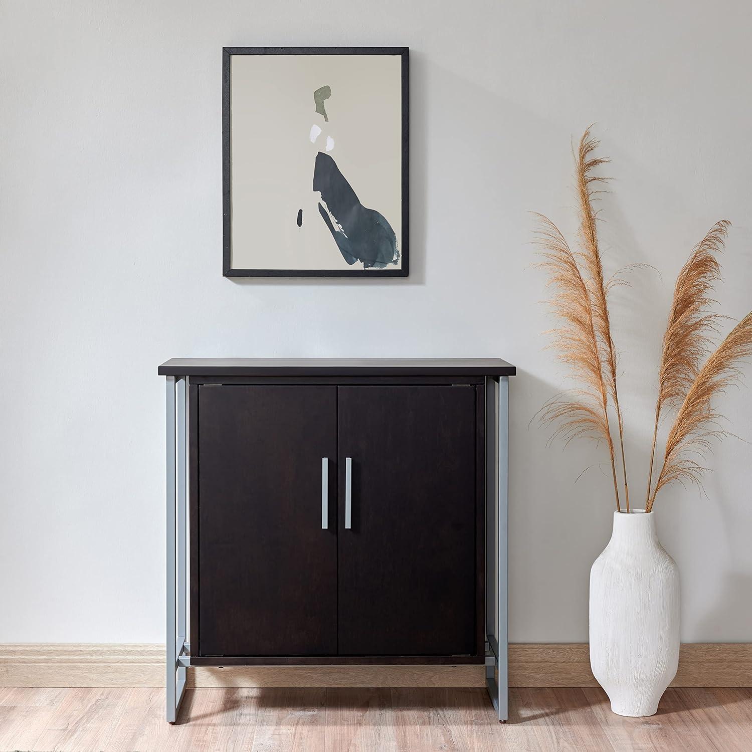 imageLeick Home Mission Hall Console Table Solid Wood 2Door Storage with 1 Interior Shelf Slim Profile Easy Assembly Russet Brown 30 in L x 11 in D x 30 in H Small Entryway Cabinet 10001RSBlack