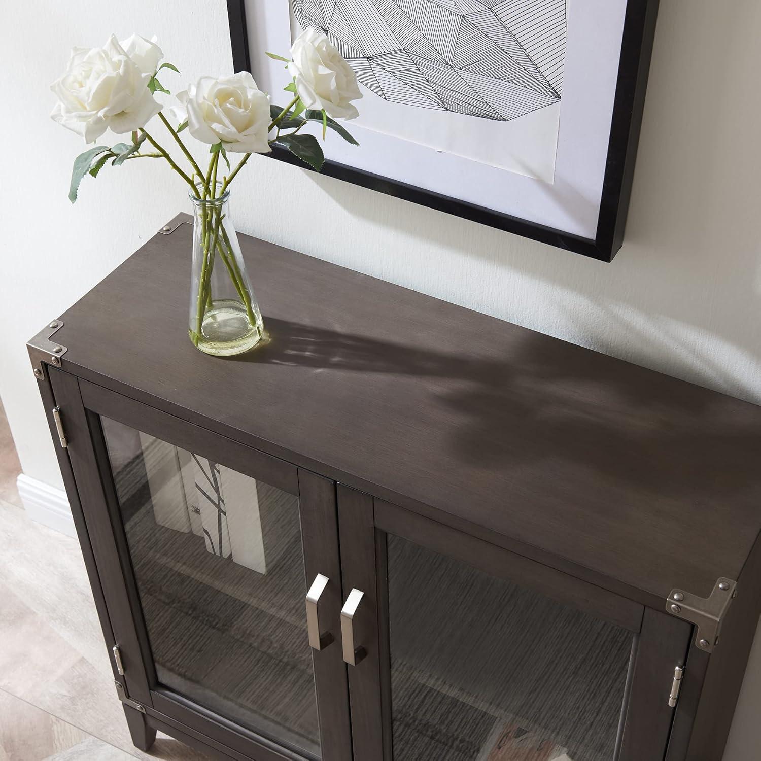 imageLeick Home Mission Hall Console Table Solid Wood 2Door Storage with 1 Interior Shelf Slim Profile Easy Assembly Russet Brown 30 in L x 11 in D x 30 in H Small Entryway Cabinet 10001RSAnthracite