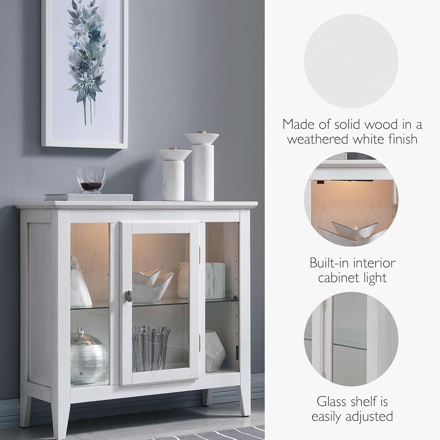 imageLeick Home Mission Hall Console Table Solid Wood 2Door Storage with 1 Interior Shelf Slim Profile Easy Assembly Russet Brown 30 in L x 11 in D x 30 in H Small Entryway Cabinet 10001RSWeathered White