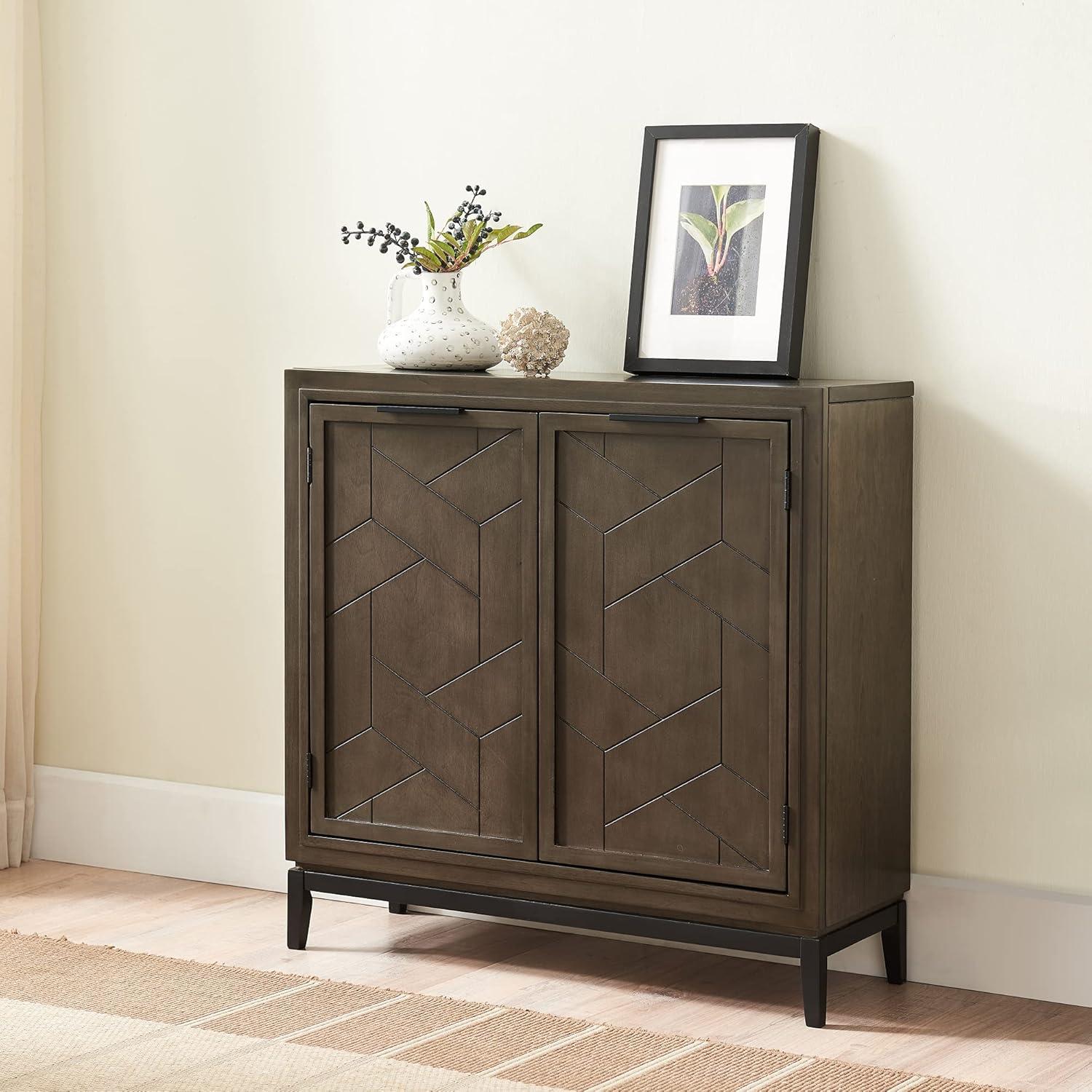 imageLeick Home Mission Hall Console Table Solid Wood 2Door Storage with 1 Interior Shelf Slim Profile Easy Assembly Russet Brown 30 in L x 11 in D x 30 in H Small Entryway Cabinet 10001RSSmoke Gray