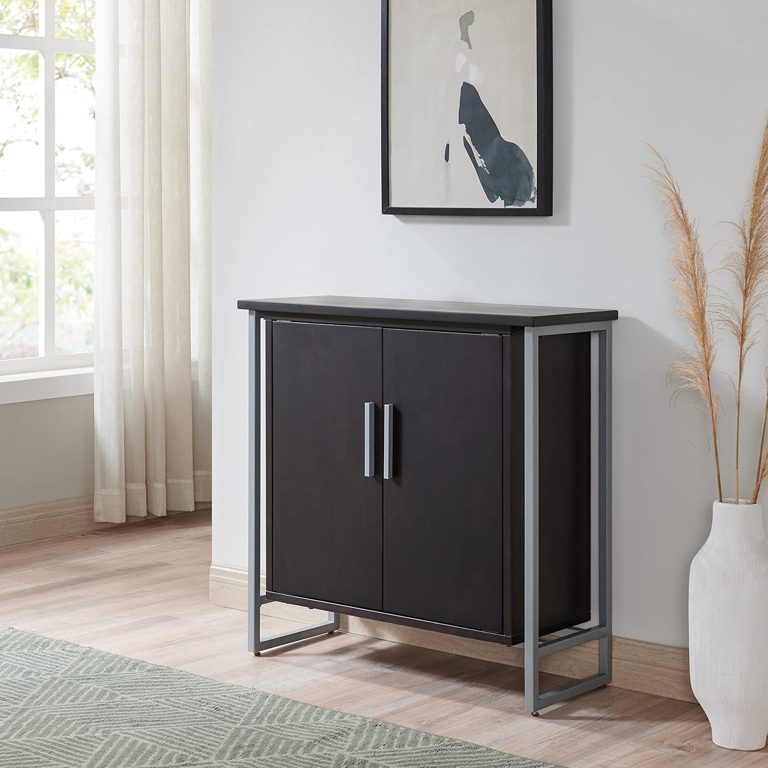 imageLeick Home Mission Hall Console Table Solid Wood 2Door Storage with 1 Interior Shelf Slim Profile Easy Assembly Russet Brown 30 in L x 11 in D x 30 in H Small Entryway Cabinet 10001RSBlack