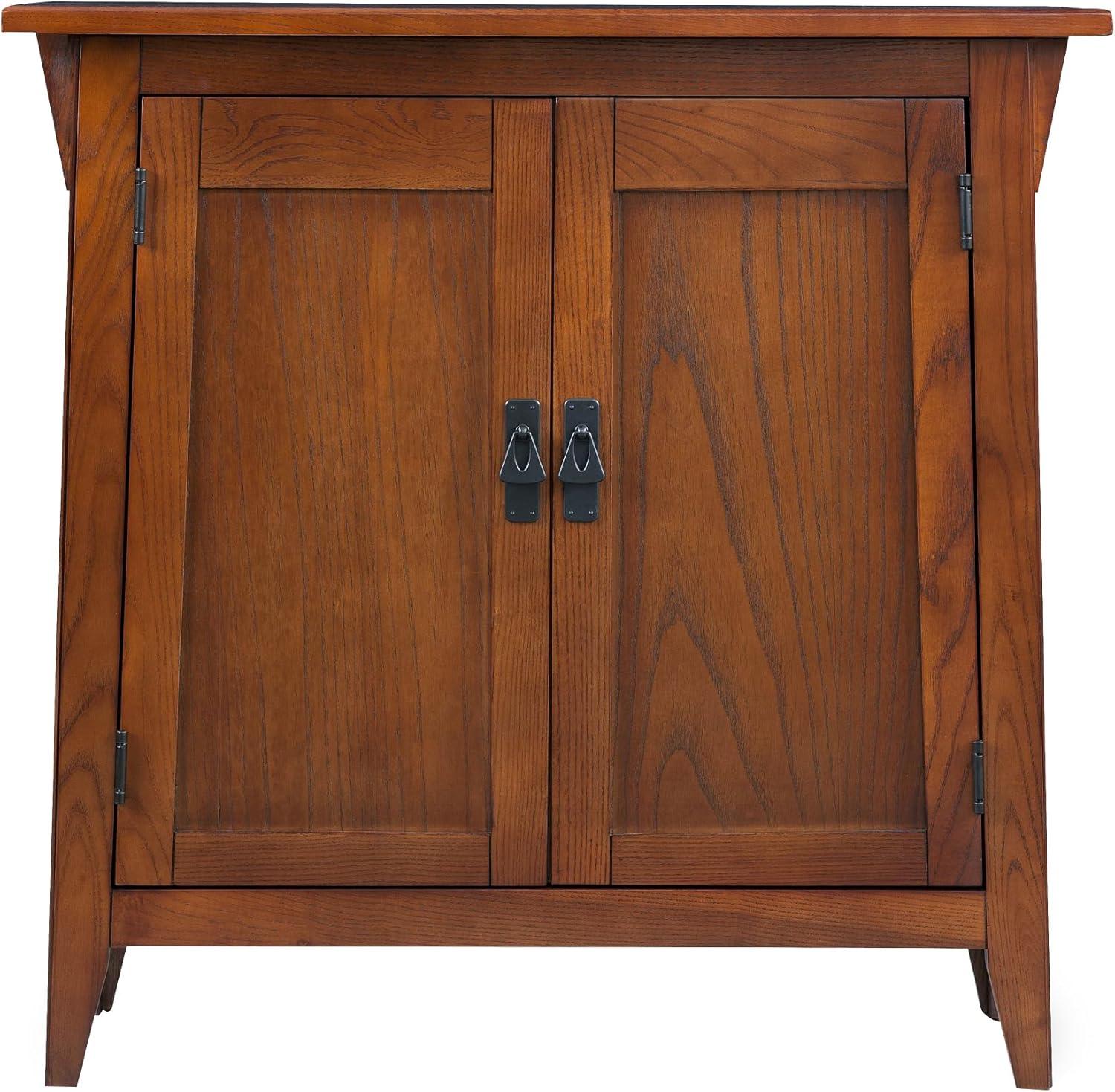 imageLeick Home Mission Hall Console Table Solid Wood 2Door Storage with 1 Interior Shelf Slim Profile Easy Assembly Russet Brown 30 in L x 11 in D x 30 in H Small Entryway Cabinet 10001RSRusset