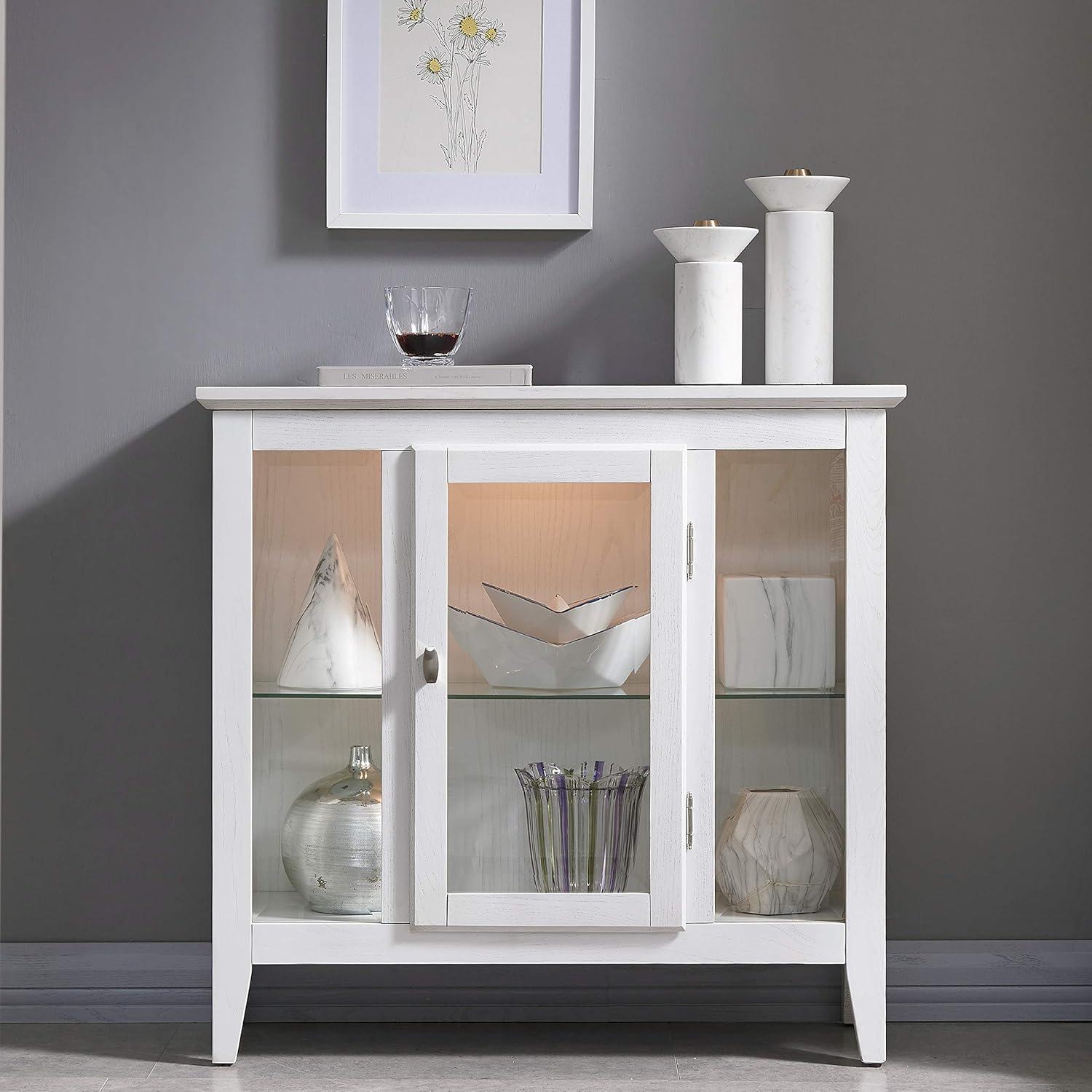 imageLeick Home Mission Hall Console Table Solid Wood 2Door Storage with 1 Interior Shelf Slim Profile Easy Assembly Russet Brown 30 in L x 11 in D x 30 in H Small Entryway Cabinet 10001RSWeathered White