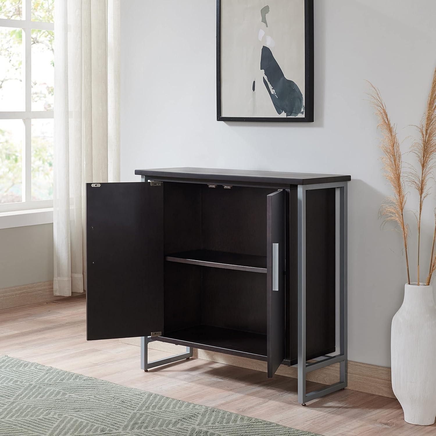imageLeick Home Mission Hall Console Table Solid Wood 2Door Storage with 1 Interior Shelf Slim Profile Easy Assembly Russet Brown 30 in L x 11 in D x 30 in H Small Entryway Cabinet 10001RSBlack