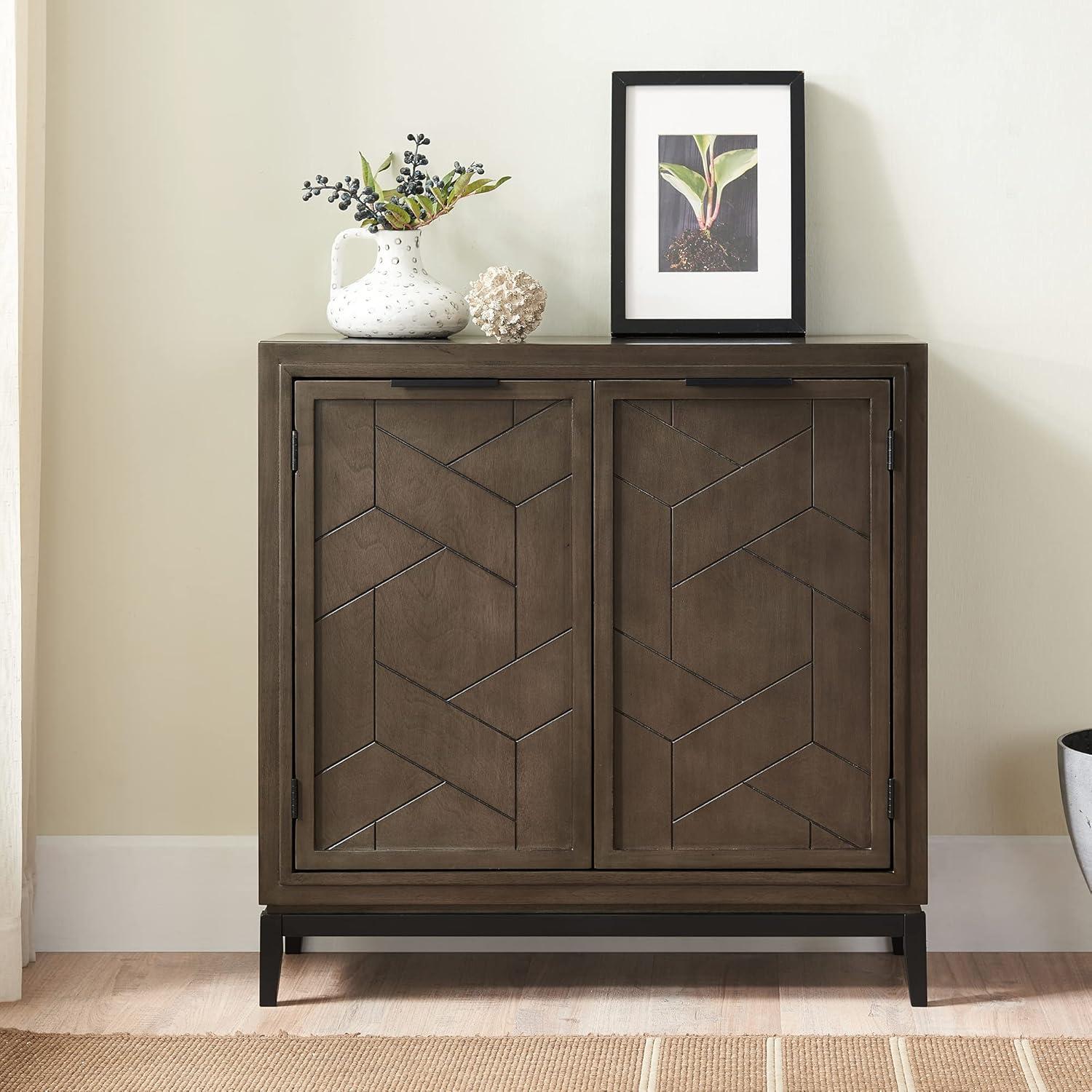 imageLeick Home Mission Hall Console Table Solid Wood 2Door Storage with 1 Interior Shelf Slim Profile Easy Assembly Russet Brown 30 in L x 11 in D x 30 in H Small Entryway Cabinet 10001RSSmoke Gray
