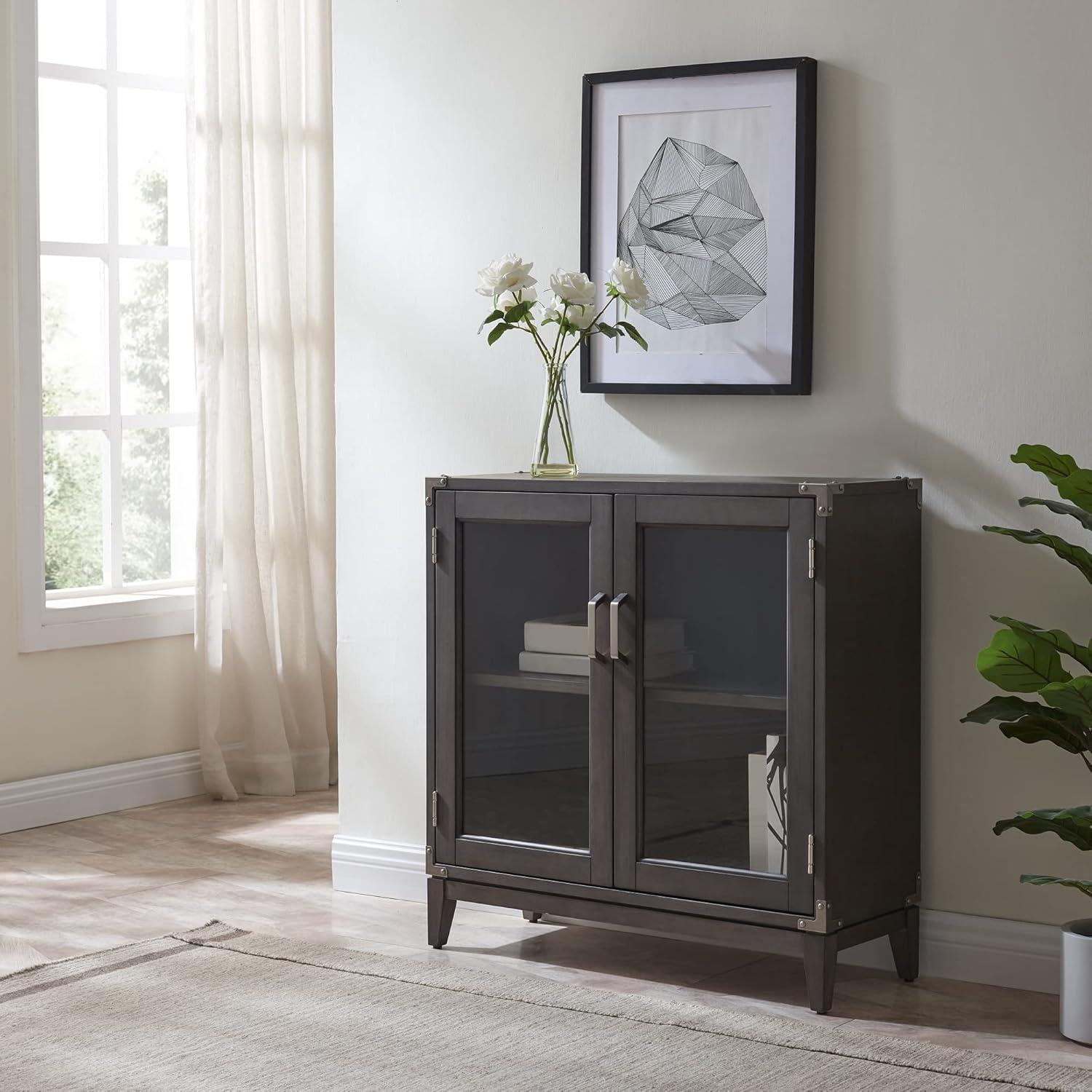 imageLeick Home Mission Hall Console Table Solid Wood 2Door Storage with 1 Interior Shelf Slim Profile Easy Assembly Russet Brown 30 in L x 11 in D x 30 in H Small Entryway Cabinet 10001RSAnthracite