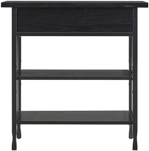 imageLeick Home Mission Impeccable Bookshelf Solid Wood 2 Drawers 2 Shelves Slatted Sides Blackened Hardware Easy Assembly Russet Brown 12 in D x 34 in W x 30 in H Item 8261Black Wash Matte Black