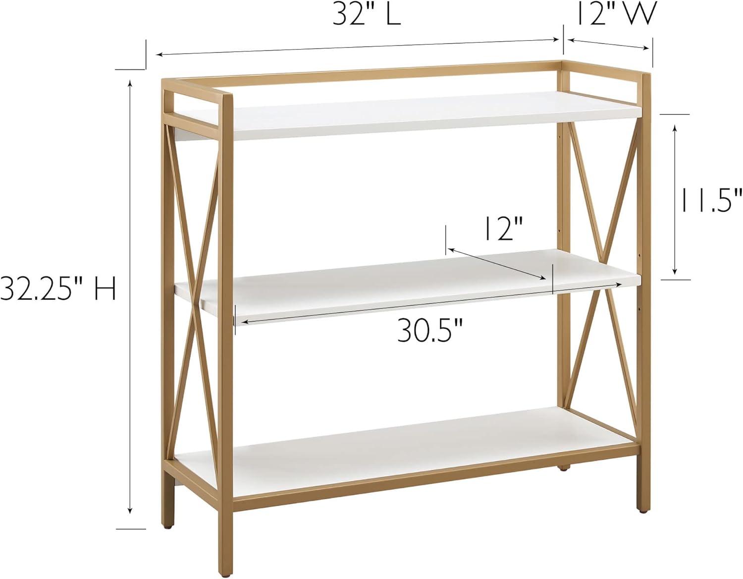 imageLeick Home Mission Impeccable Bookshelf Solid Wood 2 Drawers 2 Shelves Slatted Sides Blackened Hardware Easy Assembly Russet Brown 12 in D x 34 in W x 30 in H Item 8261White Gold