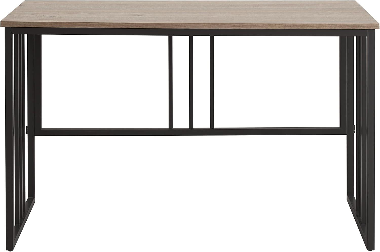 imageLeick Home Mission Office Desk Metal Frame with Wood Laminate Top Collapsible for Easy Storage for Home Office Apartments and Dorm Rooms White Oak and Gunmetal 70001WOGM