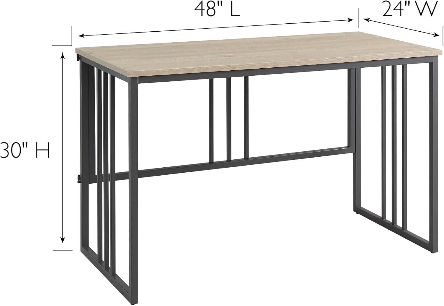 imageLeick Home Mission Office Desk Metal Frame with Wood Laminate Top Collapsible for Easy Storage for Home Office Apartments and Dorm Rooms White Oak and Gunmetal 70001WOGM