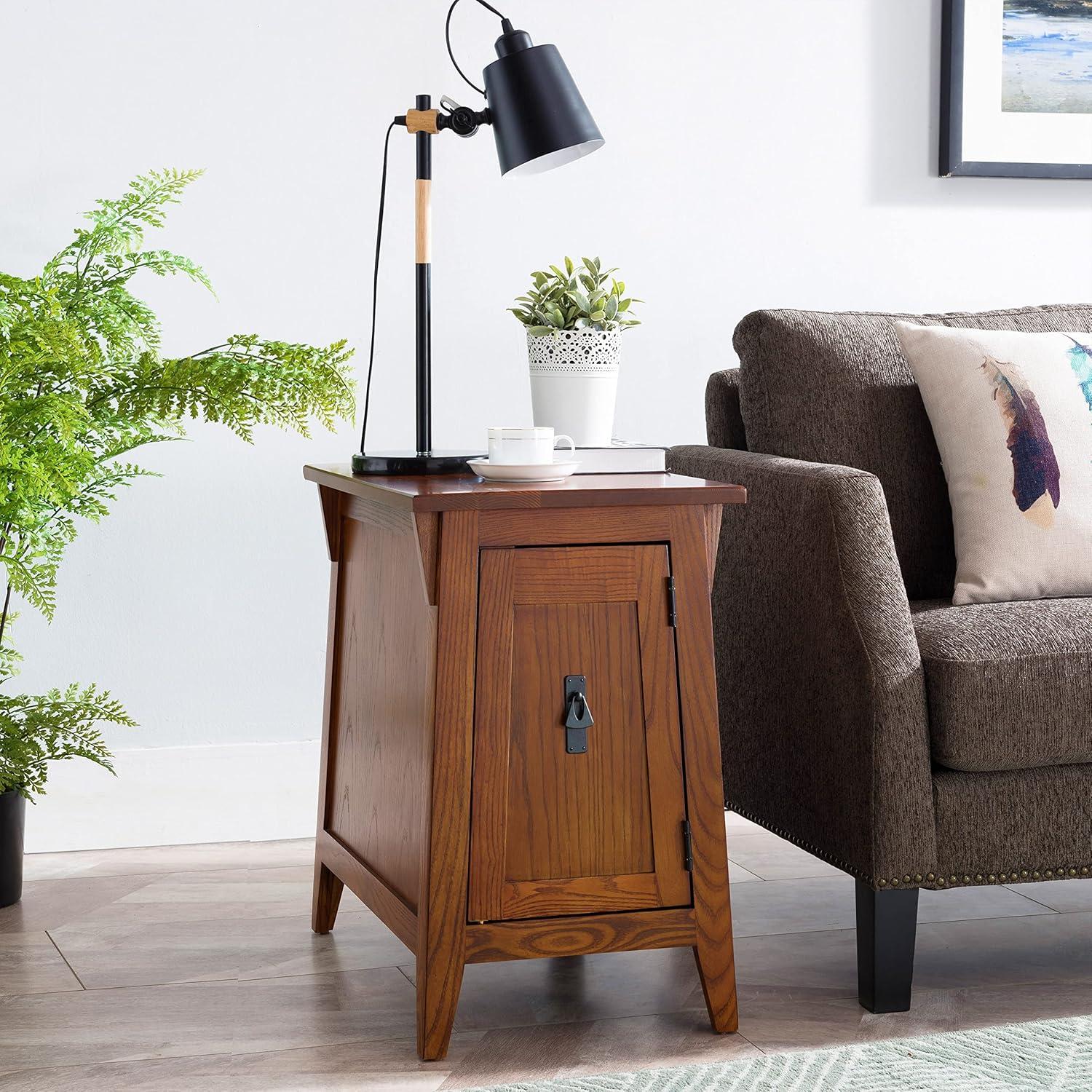 imageLeick Home Shaker End Table Solid Wood with Storage Door for Living Rooms and Small Spaces Medium Oak 10030MEDRusset