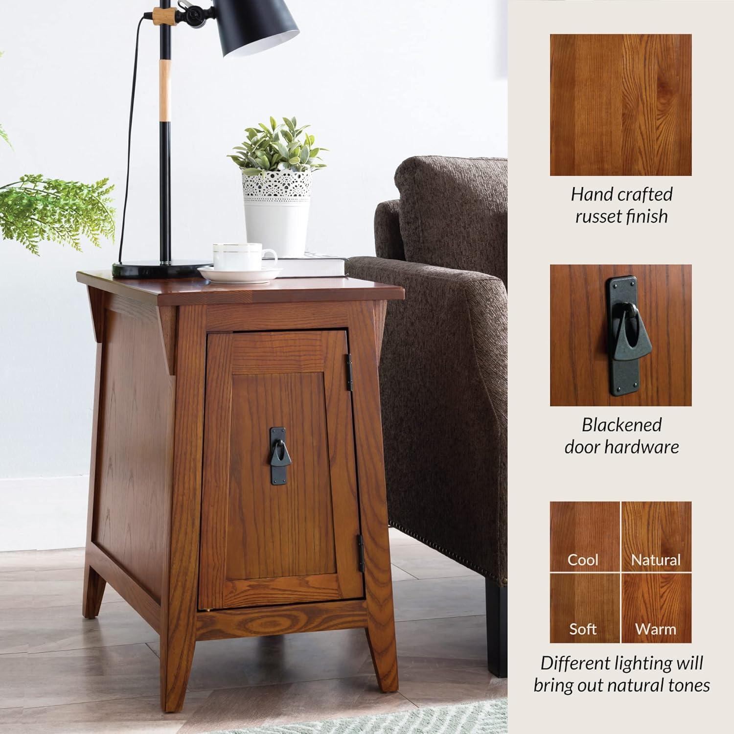 imageLeick Home Shaker End Table Solid Wood with Storage Door for Living Rooms and Small Spaces Medium Oak 10030MEDRusset