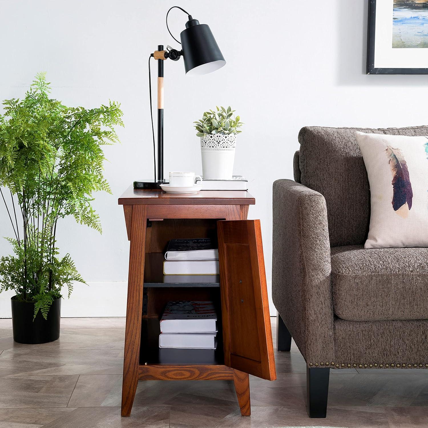 imageLeick Home Shaker End Table Solid Wood with Storage Door for Living Rooms and Small Spaces Medium Oak 10030MEDRusset