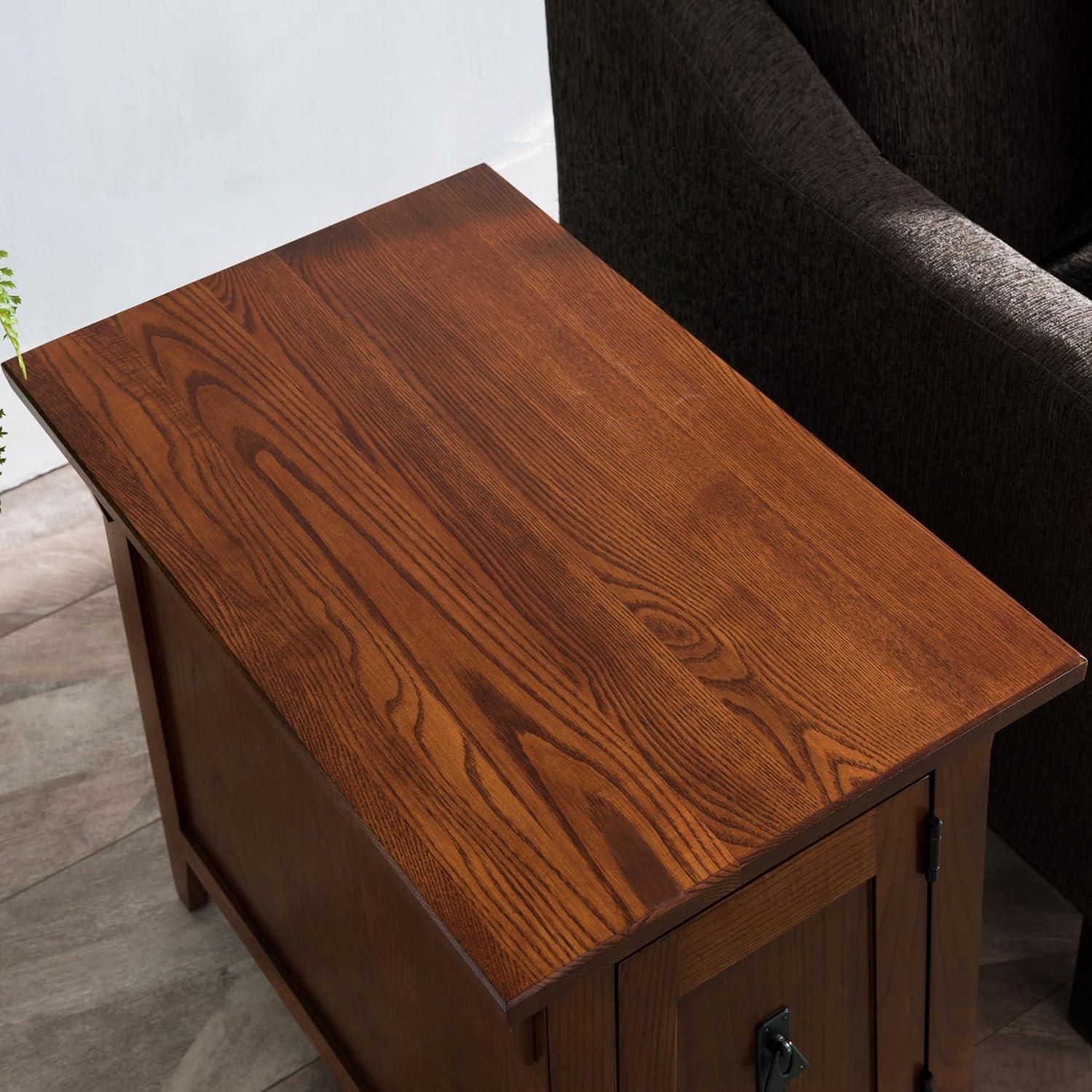 imageLeick Home Shaker End Table Solid Wood with Storage Door for Living Rooms and Small Spaces Medium Oak 10030MEDRusset
