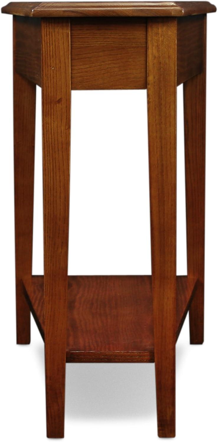 imageLeick Home Slate End Table Solid Wood Narrow Wedge Shape Slate Tile Insets Bottom Display Shelf EasyAssembly Rustic Oak 235 in L x 17 in W x 24 in H 10056Medium Oak