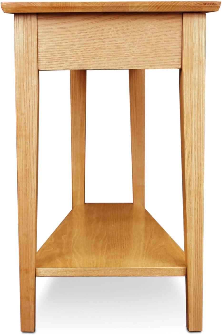 imageLeick Home Slate End Table Solid Wood Narrow Wedge Shape Slate Tile Insets Bottom Display Shelf EasyAssembly Rustic Oak 235 in L x 17 in W x 24 in H 10056Desert Sands