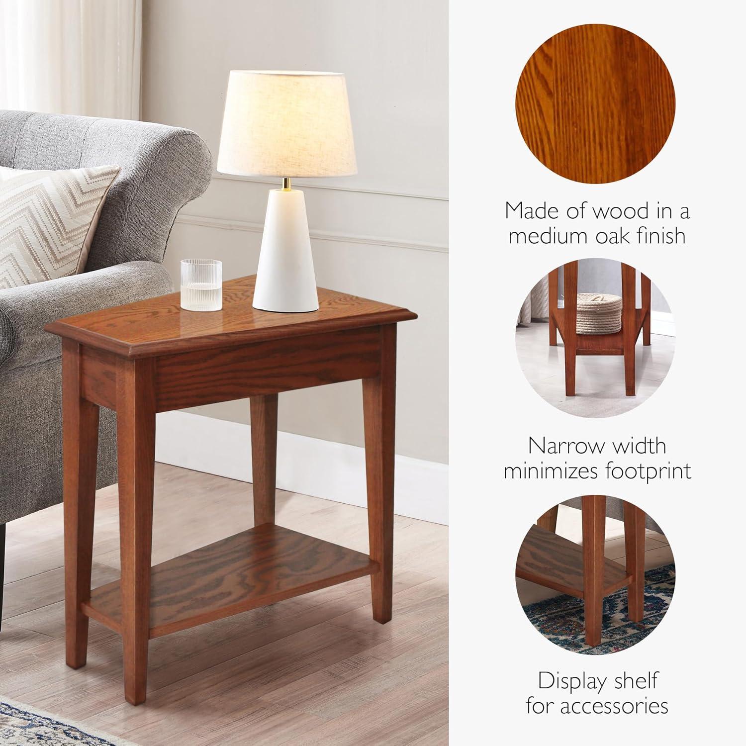 imageLeick Home Slate End Table Solid Wood Narrow Wedge Shape Slate Tile Insets Bottom Display Shelf EasyAssembly Rustic Oak 235 in L x 17 in W x 24 in H 10056Medium Oak