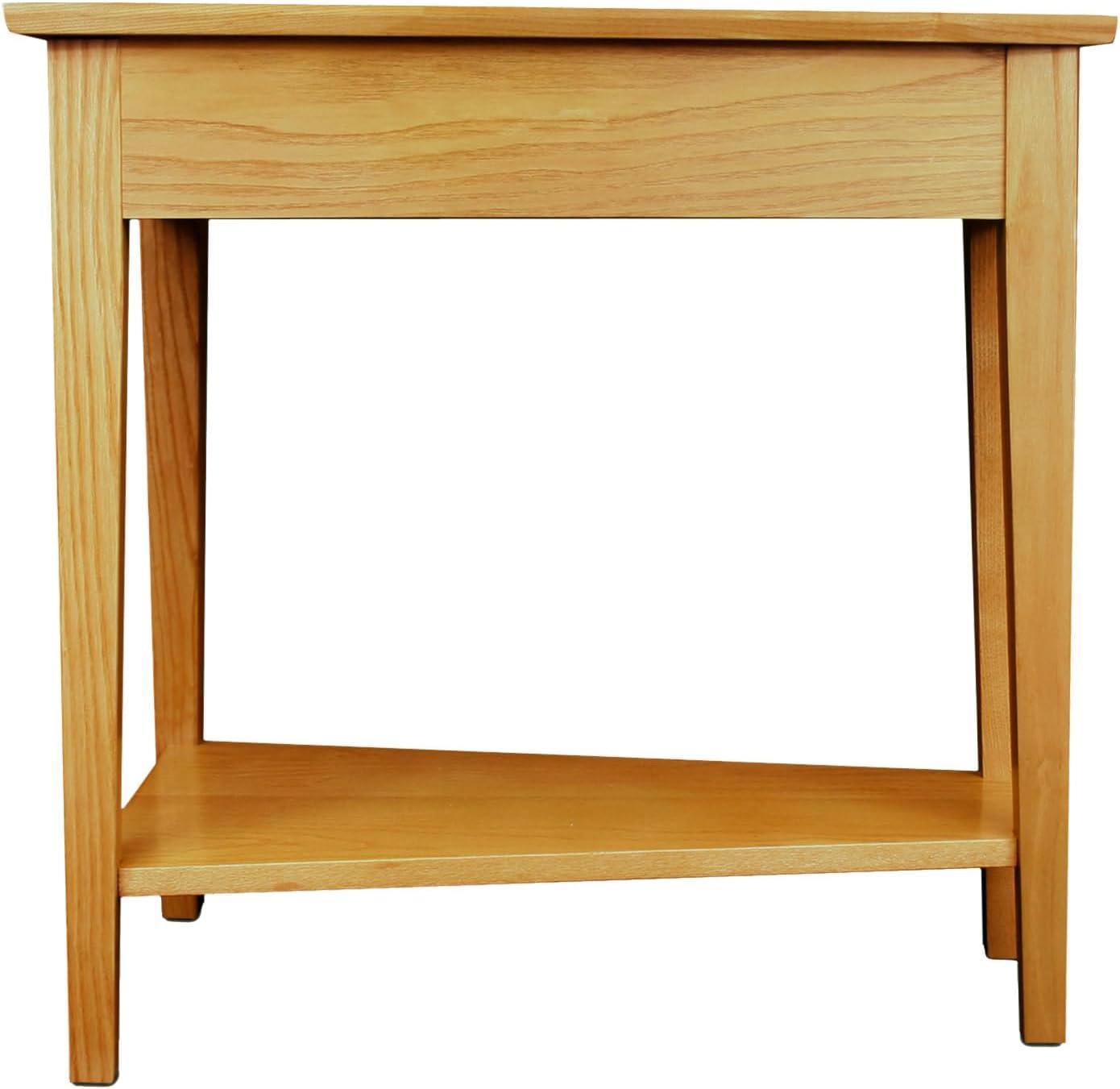 imageLeick Home Slate End Table Solid Wood Narrow Wedge Shape Slate Tile Insets Bottom Display Shelf EasyAssembly Rustic Oak 235 in L x 17 in W x 24 in H 10056Desert Sands