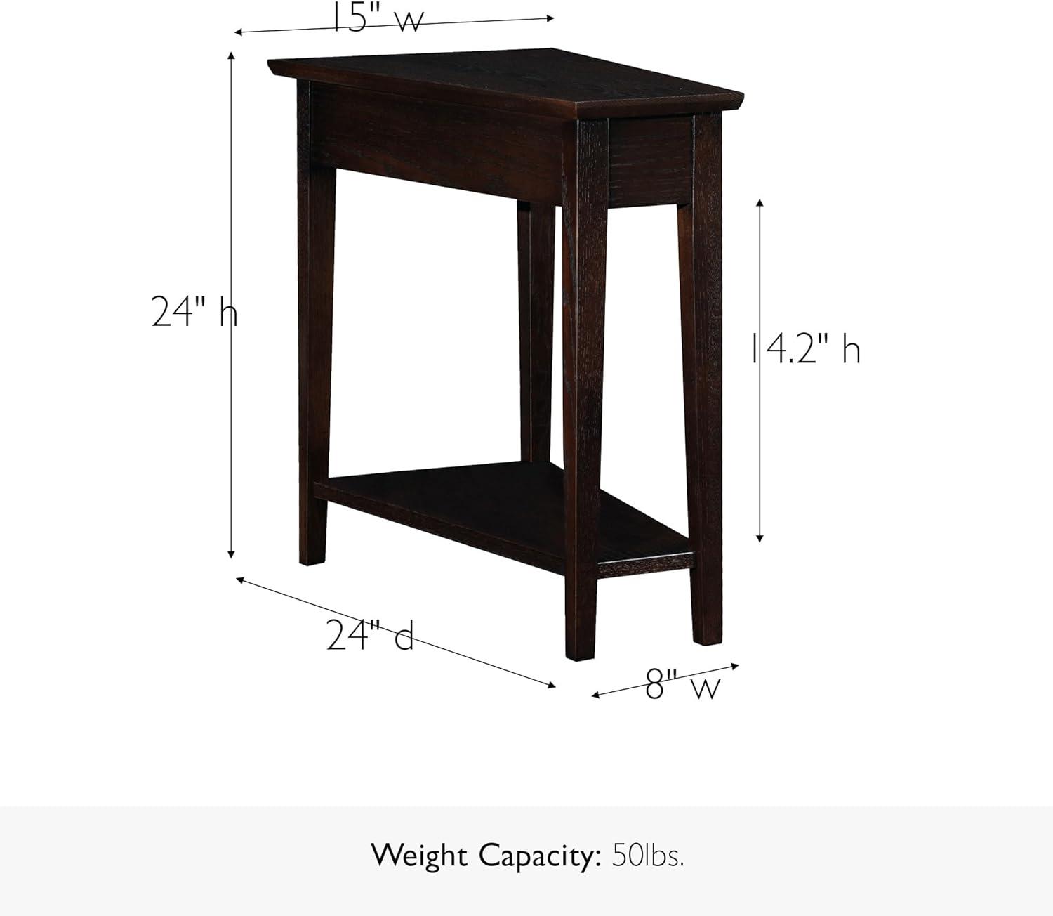 imageLeick Home Slate End Table Solid Wood Narrow Wedge Shape Slate Tile Insets Bottom Display Shelf EasyAssembly Rustic Oak 235 in L x 17 in W x 24 in H 10056Chocolate Oak