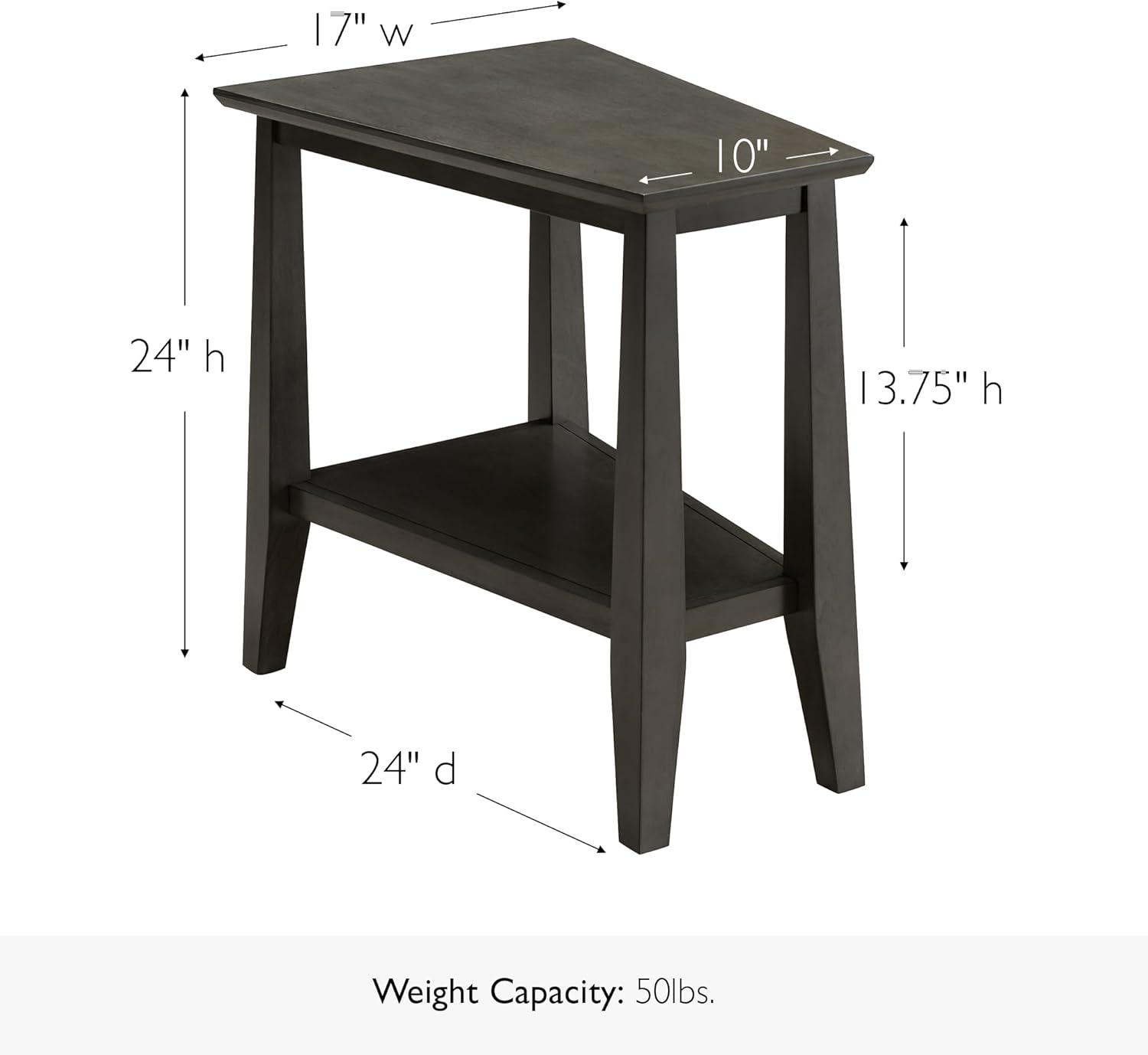 imageLeick Home Slate End Table Solid Wood Narrow Wedge Shape Slate Tile Insets Bottom Display Shelf EasyAssembly Rustic Oak 235 in L x 17 in W x 24 in H 10056Smokey Gray