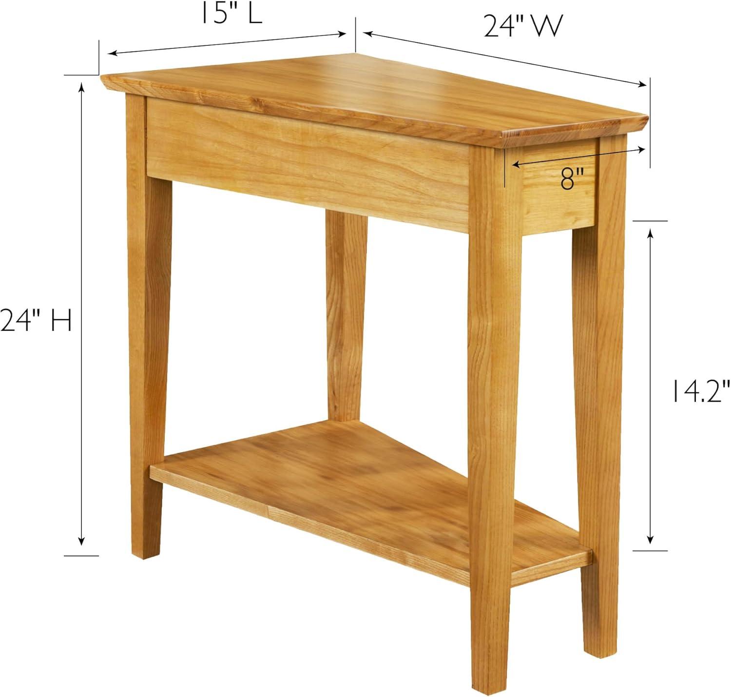 imageLeick Home Slate End Table Solid Wood Narrow Wedge Shape Slate Tile Insets Bottom Display Shelf EasyAssembly Rustic Oak 235 in L x 17 in W x 24 in H 10056Desert Sands