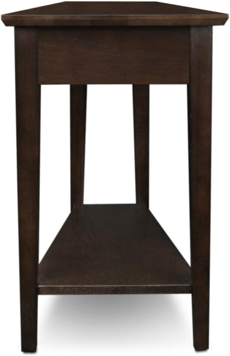imageLeick Home Slate End Table Solid Wood Narrow Wedge Shape Slate Tile Insets Bottom Display Shelf EasyAssembly Rustic Oak 235 in L x 17 in W x 24 in H 10056Chocolate Oak