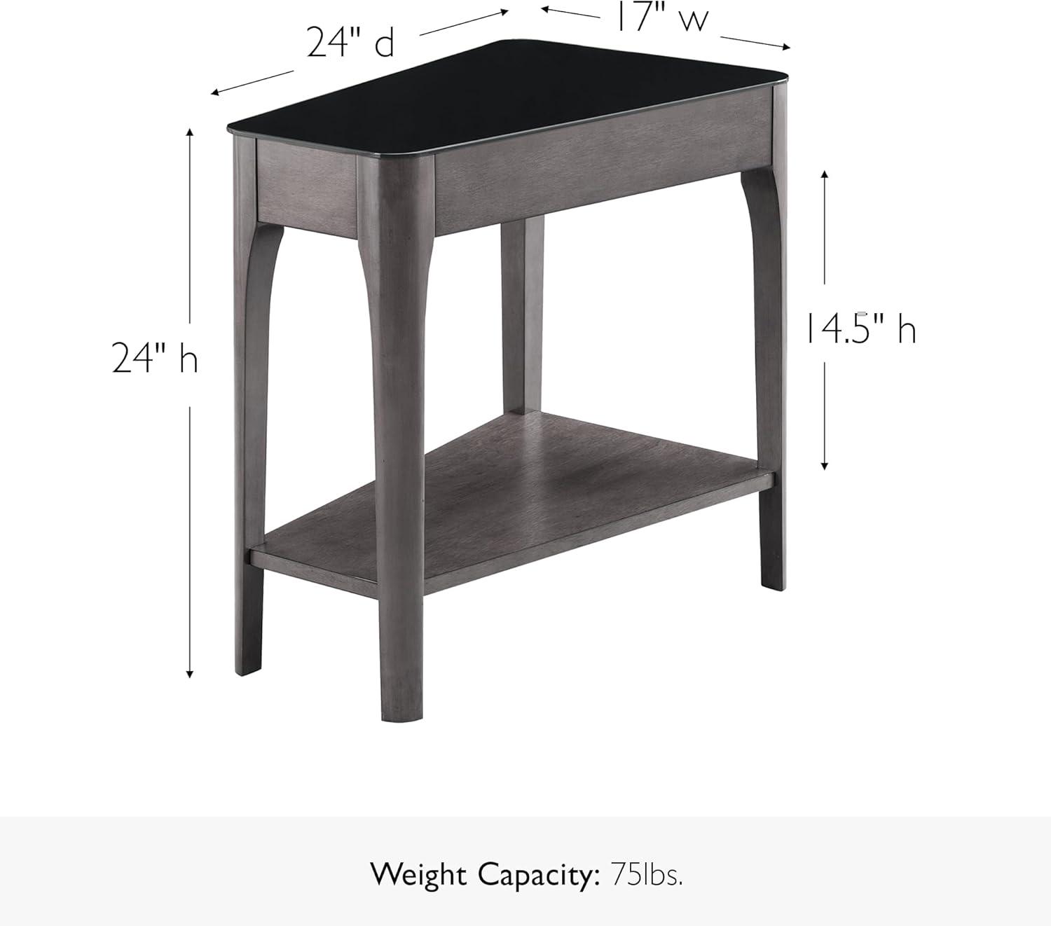 imageLeick Home Slate End Table Solid Wood Narrow Wedge Shape Slate Tile Insets Bottom Display Shelf EasyAssembly Rustic Oak 235 in L x 17 in W x 24 in H 10056Burnished Smoke Gray