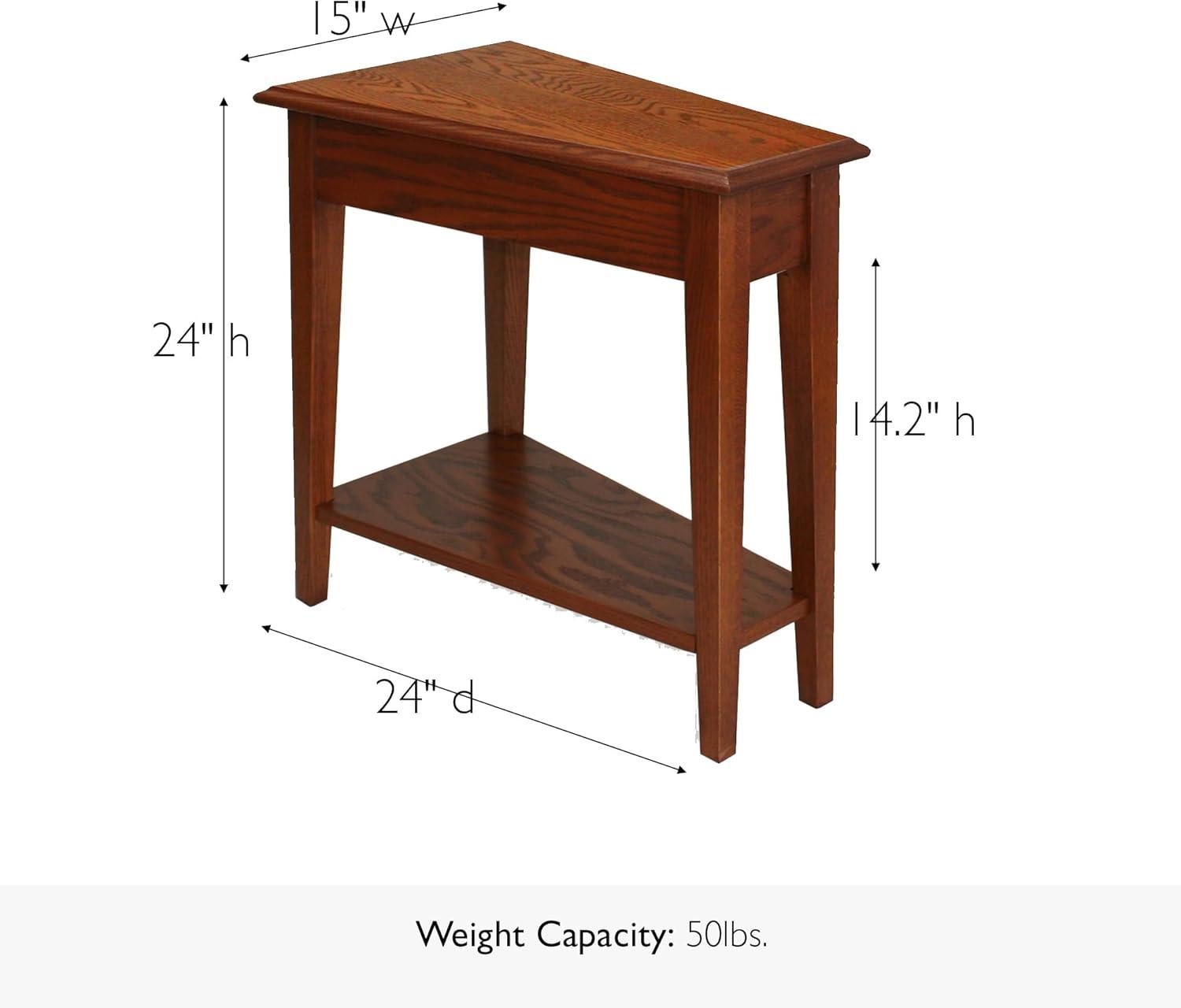 imageLeick Home Slate End Table Solid Wood Narrow Wedge Shape Slate Tile Insets Bottom Display Shelf EasyAssembly Rustic Oak 235 in L x 17 in W x 24 in H 10056Medium Oak