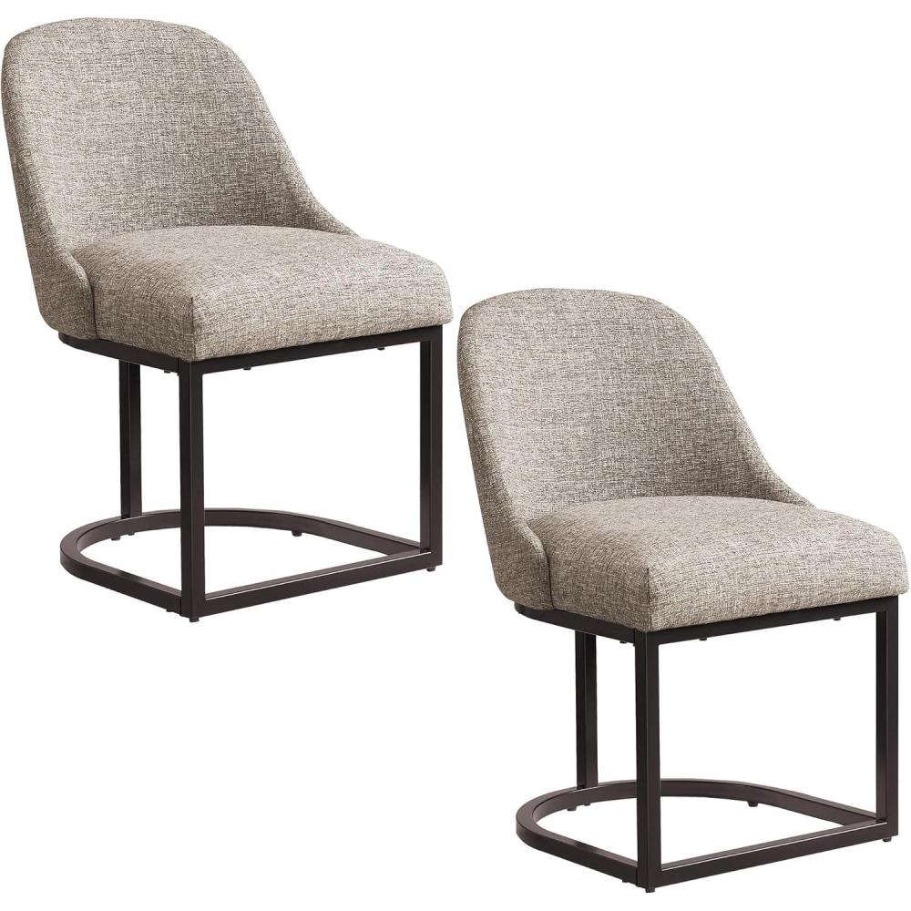imageDesign House Barrelback Dining Chair Espresso 2325 D x 2075 W x 34 H Gray Linen