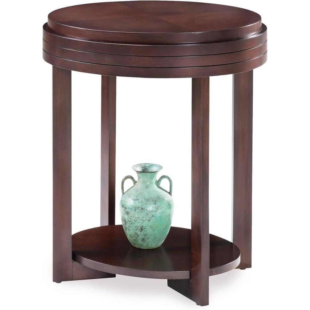imageHaven Ridge Solid Wood Oval Side Table with Drawer and Shelf Medium Oak Brown Perfect for Living Rooms Bedrooms and Small Spaces Leick Home 9042MEDChocolate Cherry