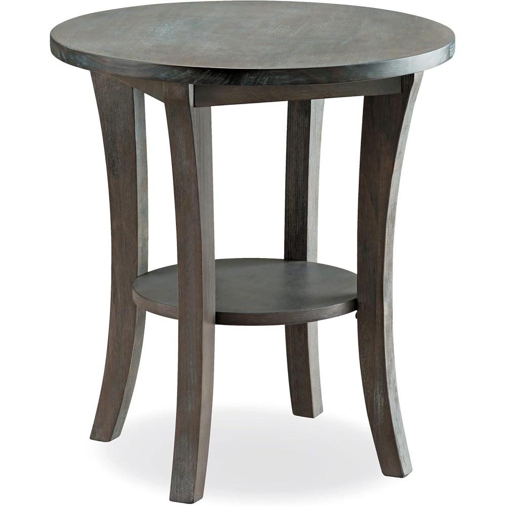 imageHaven Ridge Solid Wood Oval Side Table with Drawer and Shelf Medium Oak Brown Perfect for Living Rooms Bedrooms and Small Spaces Leick Home 9042MEDRustic Gray