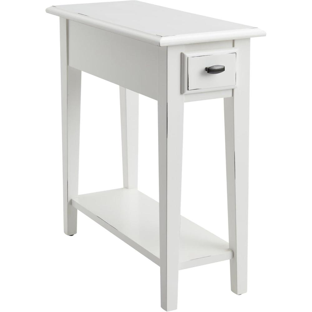 imageHaven Ridge Solid Wood Side Table with BuiltIn Swing Arm Lamp and Drawer Medium Oak Brown Perfect for Entryways Living Rooms and Small Spaces Leick Home 9037MEDWhite