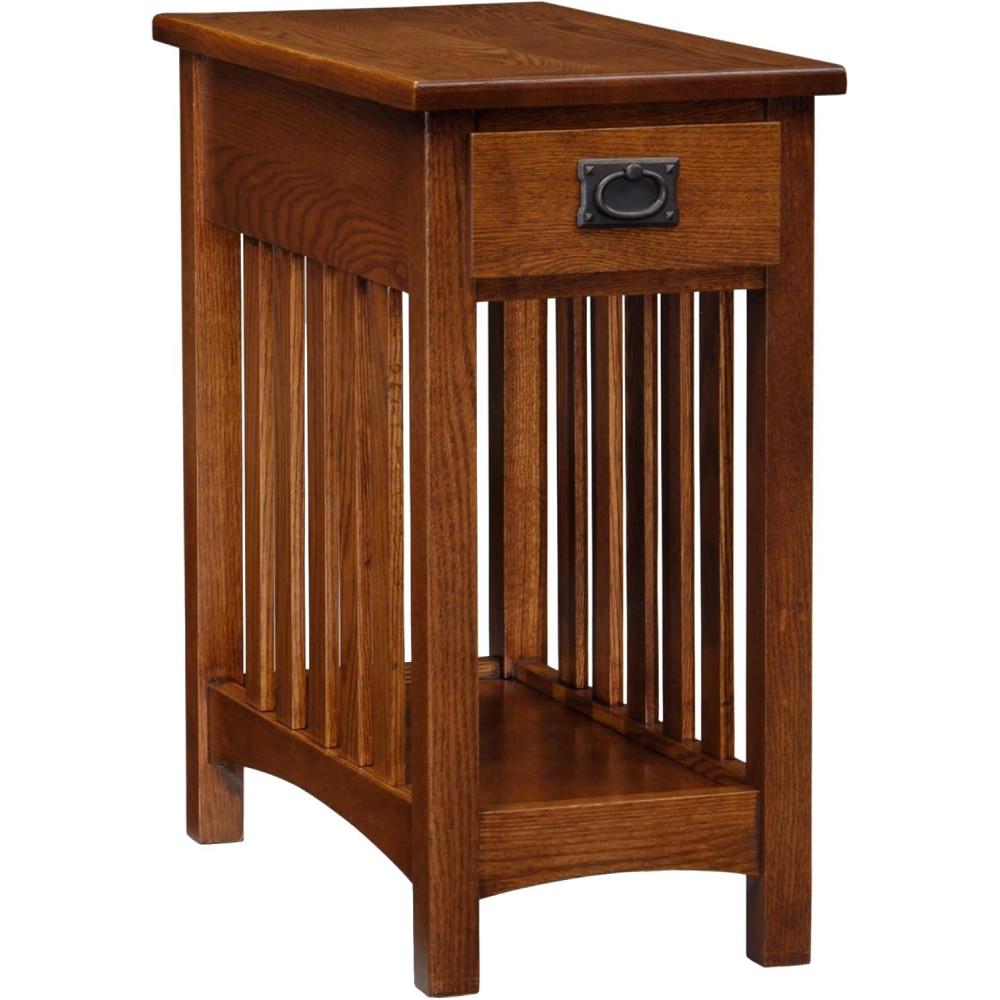 imageHaven Ridge Solid Wood Side Table with BuiltIn Swing Arm Lamp and Drawer Medium Oak Brown Perfect for Entryways Living Rooms and Small Spaces Leick Home 9037MEDMedium Oak Blackened
