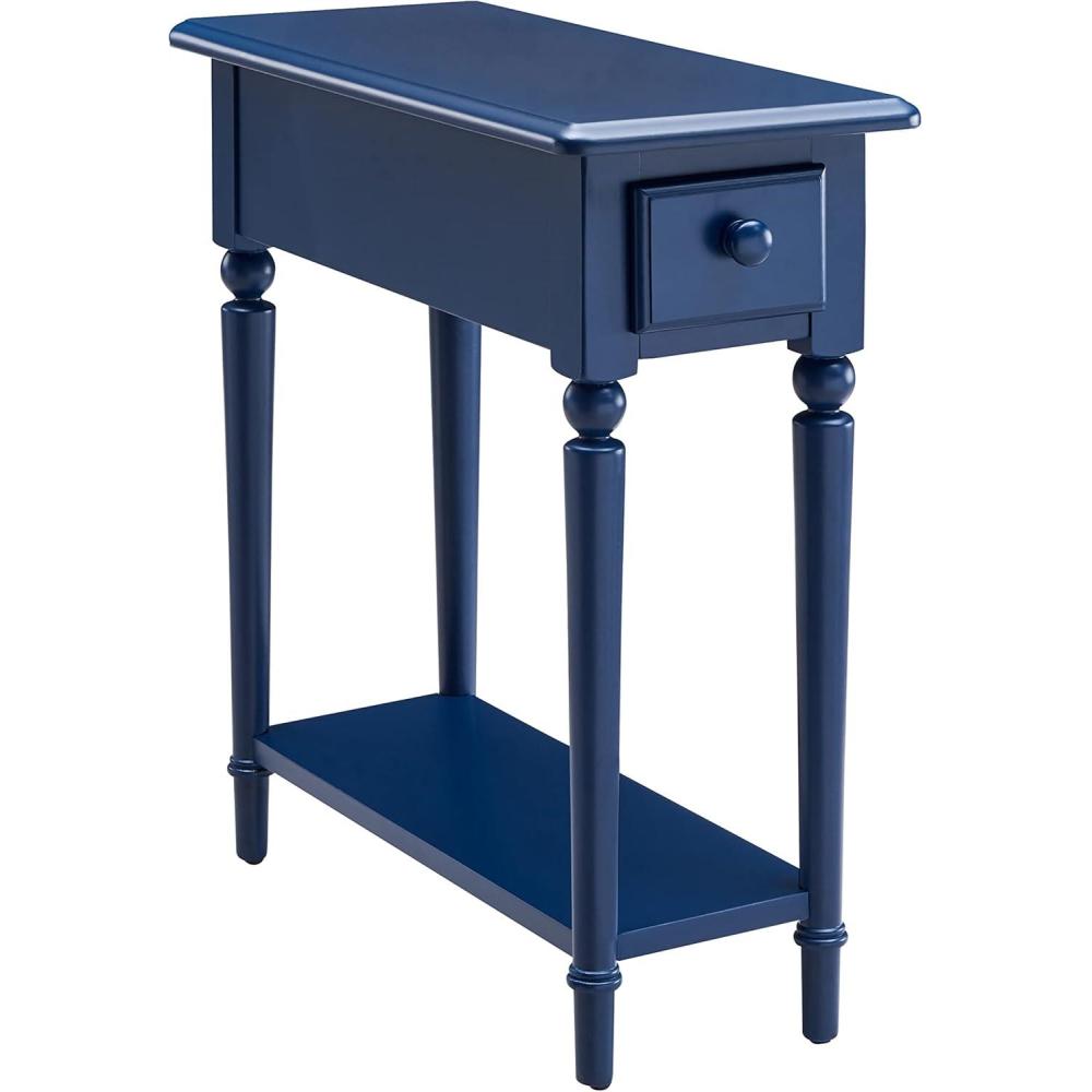 imageHaven Ridge Solid Wood Side Table with BuiltIn Swing Arm Lamp and Drawer Medium Oak Brown Perfect for Entryways Living Rooms and Small Spaces Leick Home 9037MEDNavy