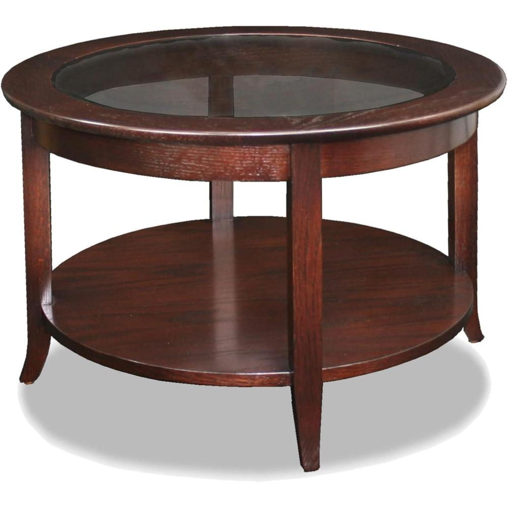 imageLeick Coastal Oval Coffee Table with Shelf Orchid WhiteChocolate Oak
