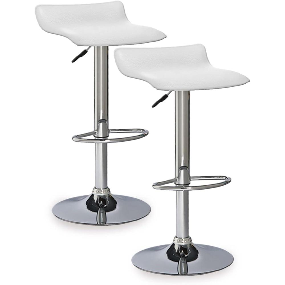 imageLeick Home 10042WH Adjustable Height Swivel Stool with Chrome Base Set of 2 White