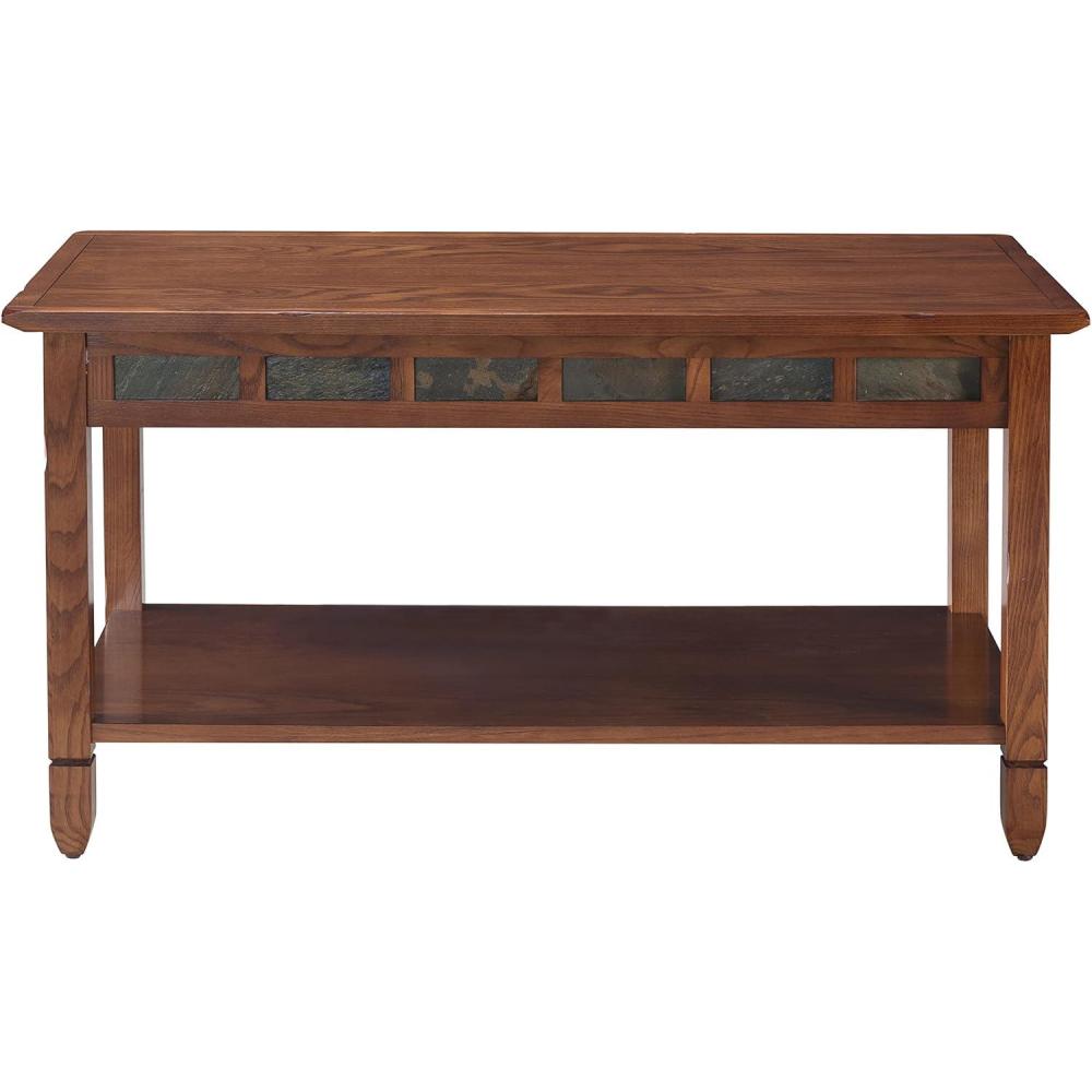 imageLeick Home 10055RS Mission Coffee Table for Living Room Two Drawers and Shelf Made with Solid Wood Russet FinishRustic Oak