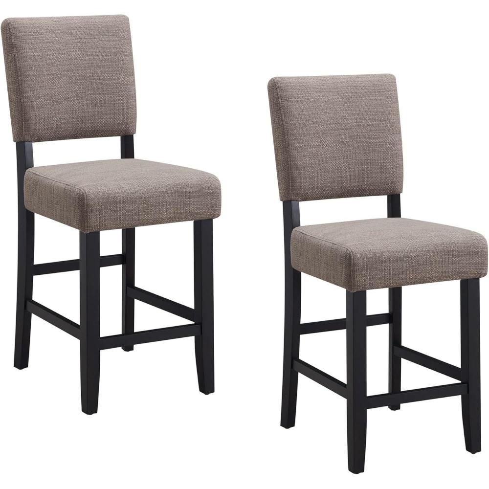 imageLeick Home 10086BBHG Upholstered Back Counter Height Stool with Wood Base Set of 2 for Kitchen Counters and Islands Blackbean and Gray WashHeather GrayLinen