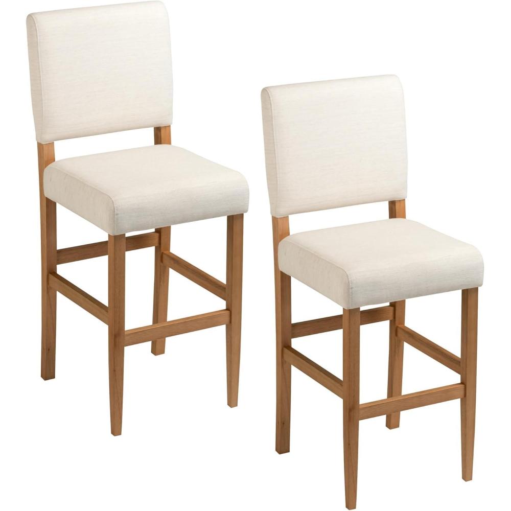 imageLeick Home 10145BLGL Upholstered Back Bar Stool Height with Steel Base Set of 2 for Elevated Kitchen Counters High Top Tables and Bars GrayBlackWhite Sands