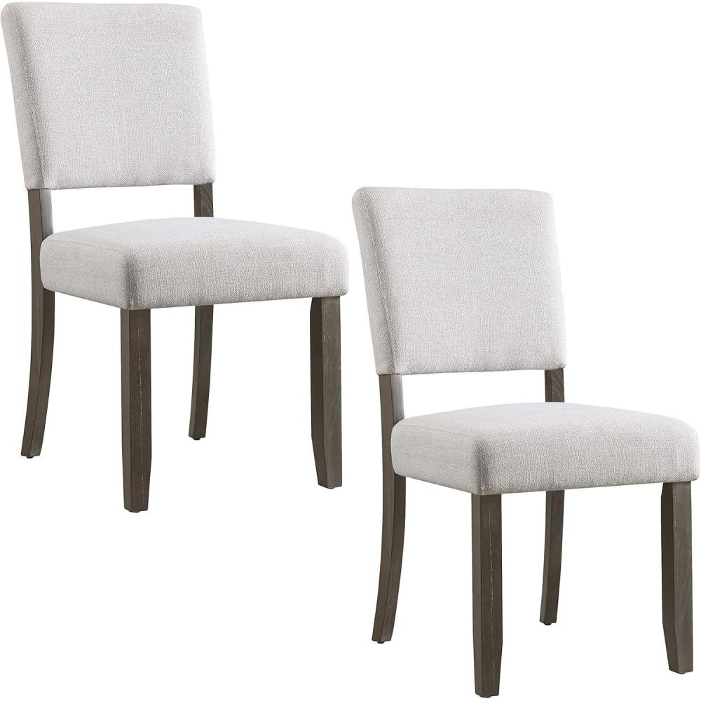 imageLeick Home 10186BBHG Upholstered Back Dining Chair with Wood Base Set of 2 for Dining Room Blackbean and Heather Gray