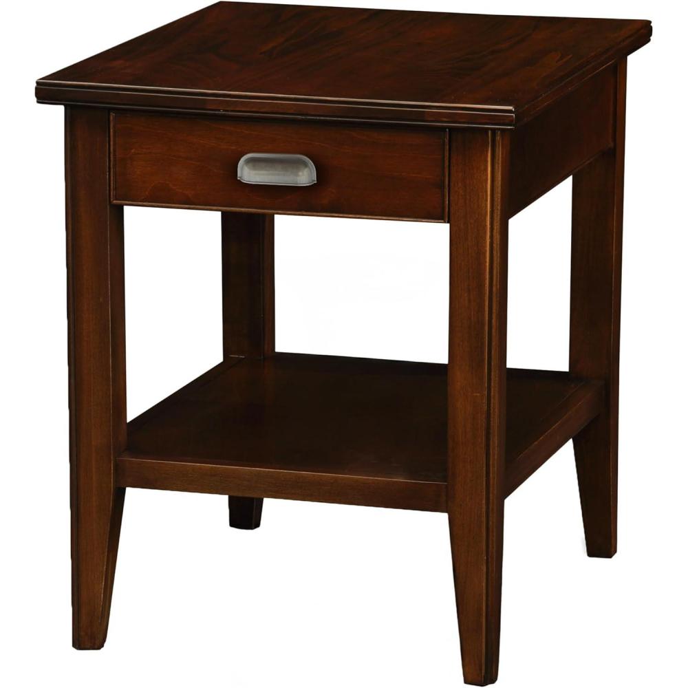 imageLeick Home 10907 Slatestone One Drawer Rustic Oak End Table Distressed Rustic OakChocolate Cherry