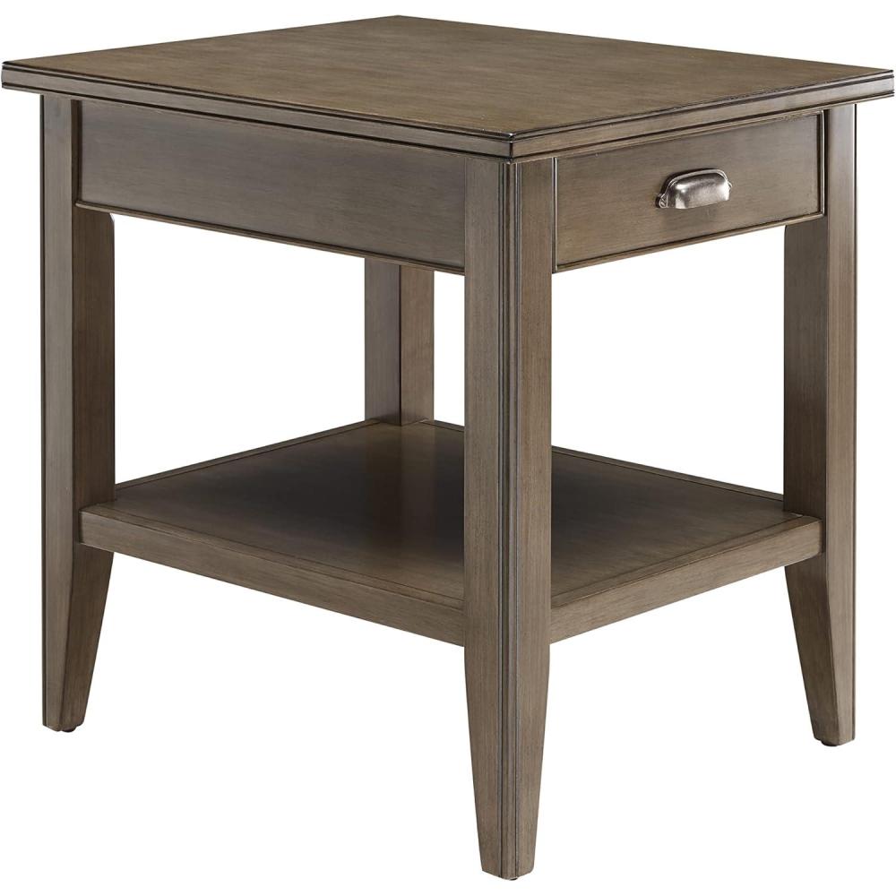 imageLeick Home 10907 Slatestone One Drawer Rustic Oak End Table Distressed Rustic OakGray  Pewter