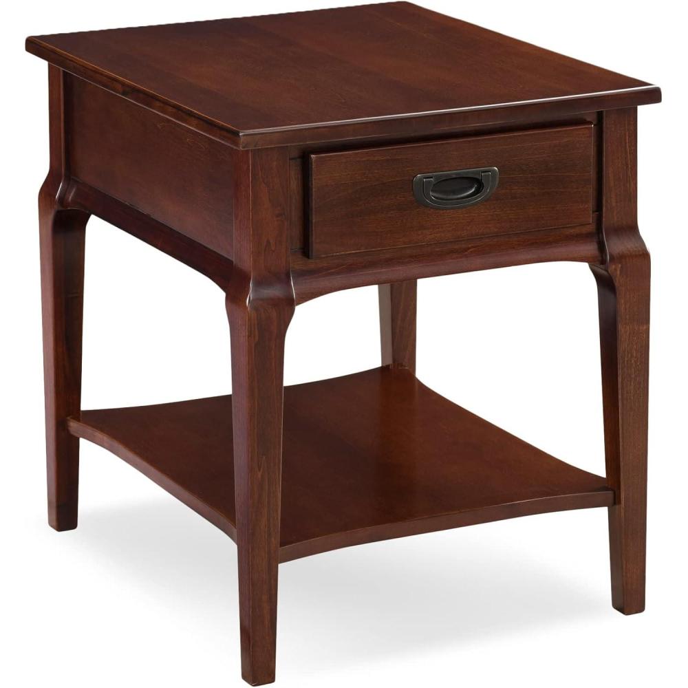 imageLeick Home 10907 Slatestone One Drawer Rustic Oak End Table Distressed Rustic OakHeartwood Cherry