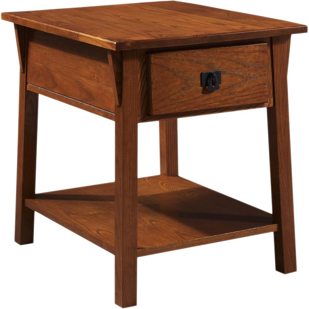 imageLeick Home 10907 Slatestone One Drawer Rustic Oak End Table Distressed Rustic OakRusset